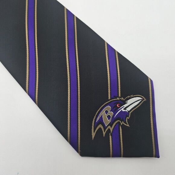NFL Baltimore Ravens Men's Black Purple Striped Tie 4x58 - Picture 1 of 8